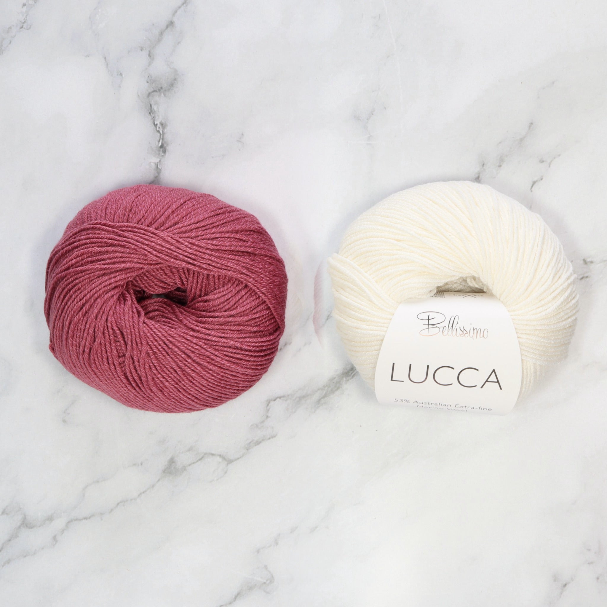 French Macaroon kit in Lucca, colourway Mulberry/White