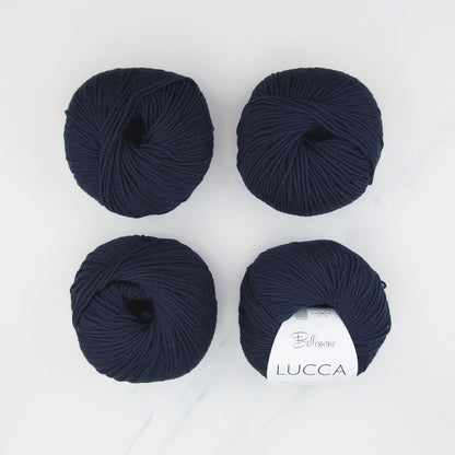 Bellissimo Lucca in colourway Navy – 8ply weight merino, cotton yarn