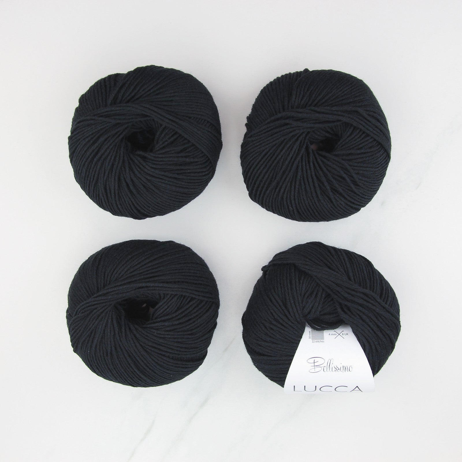 Bellissimo Lucca in colourway Black – 8ply weight merino, cotton yarn