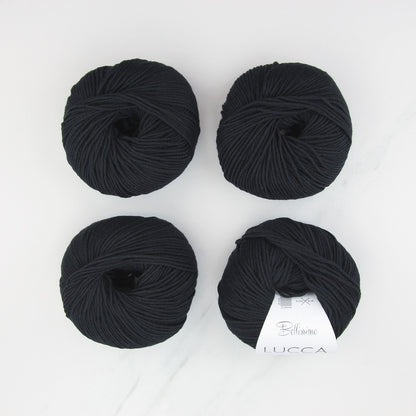 Bellissimo Lucca in colourway Black – 8ply weight merino, cotton yarn