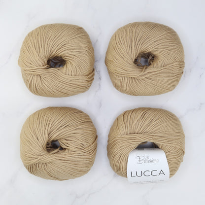 Bellissimo Lucca in colourway Banana – 8ply weight merino, cotton yarn