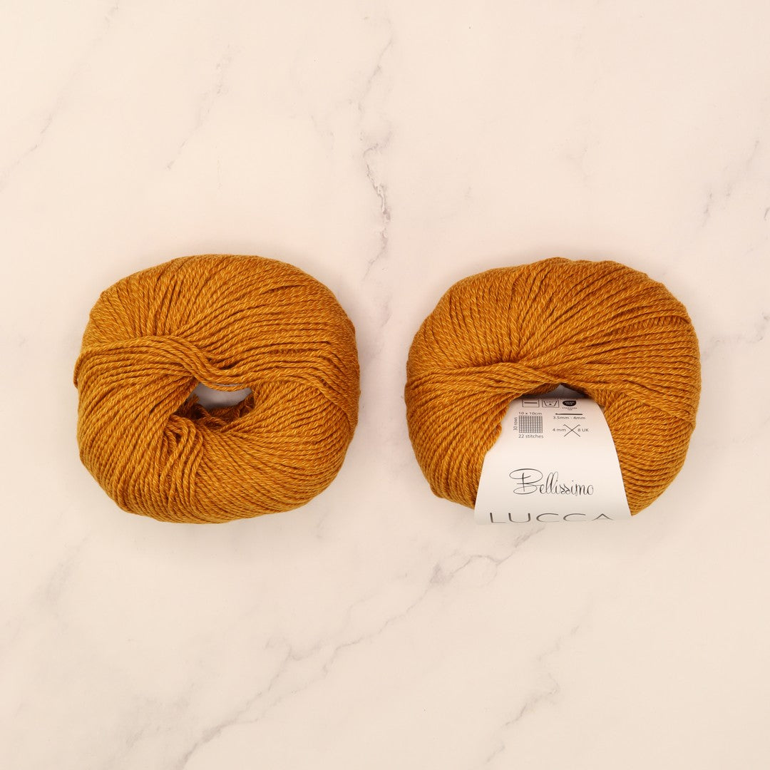 Bellissimo Lucca in colourway Mustard – 8ply weight merino, cotton yarn