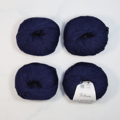 Bellissimo Lucca in colourway Marine – 8ply weight merino, cotton yarn
