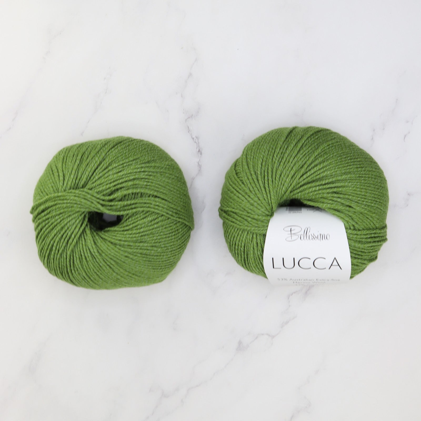 Bellissimo Lucca in colourway Leaf – 8ply weight merino, cotton yarn