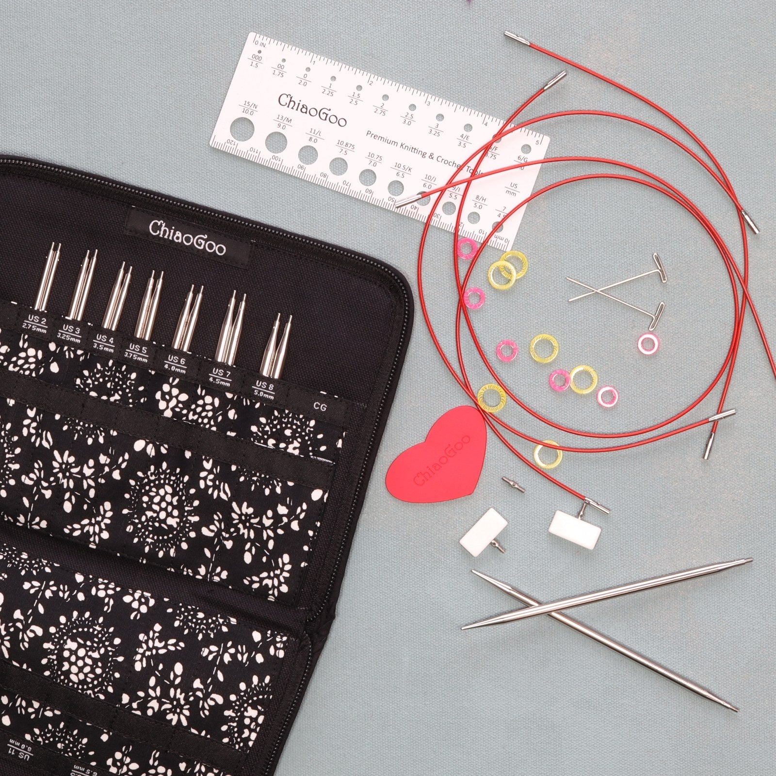 Chiaogoo TWIST Red Lace Interchangeable Knitting Needle Tip Set
