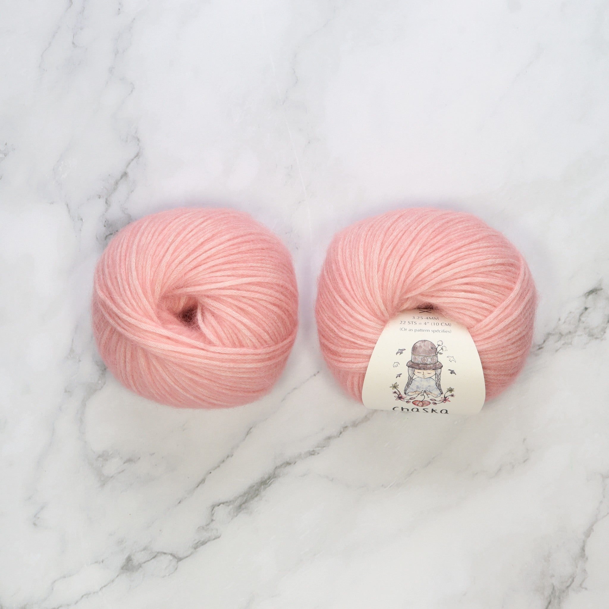 Chaska Wara in colourway Pale Pink – 8ply weight cotton, alpaca, merino yarn