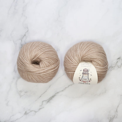 Chaska Wara in colourway Beige – 8ply weight cotton, alpaca, merino yarn