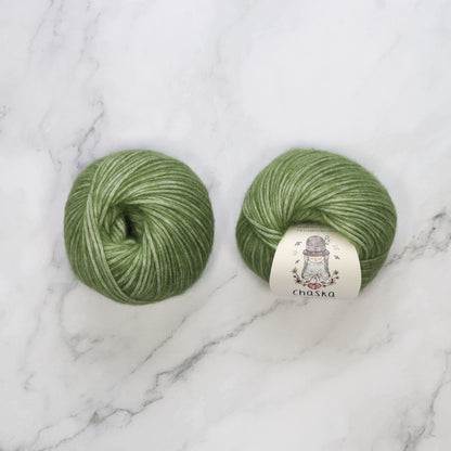 Chaska Wara in colourway Moss – 8ply weight cotton, alpaca, merino yarn