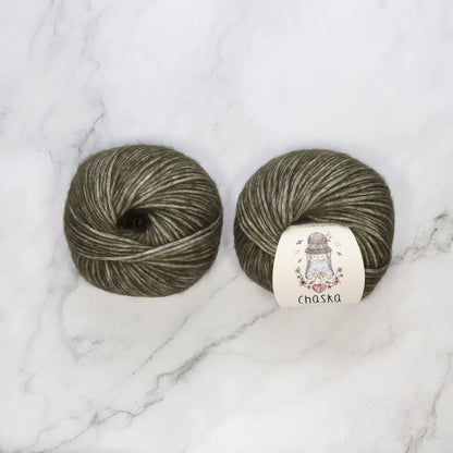 Chaska Wara in colourway Forest – 8ply weight cotton, alpaca, merino yarn