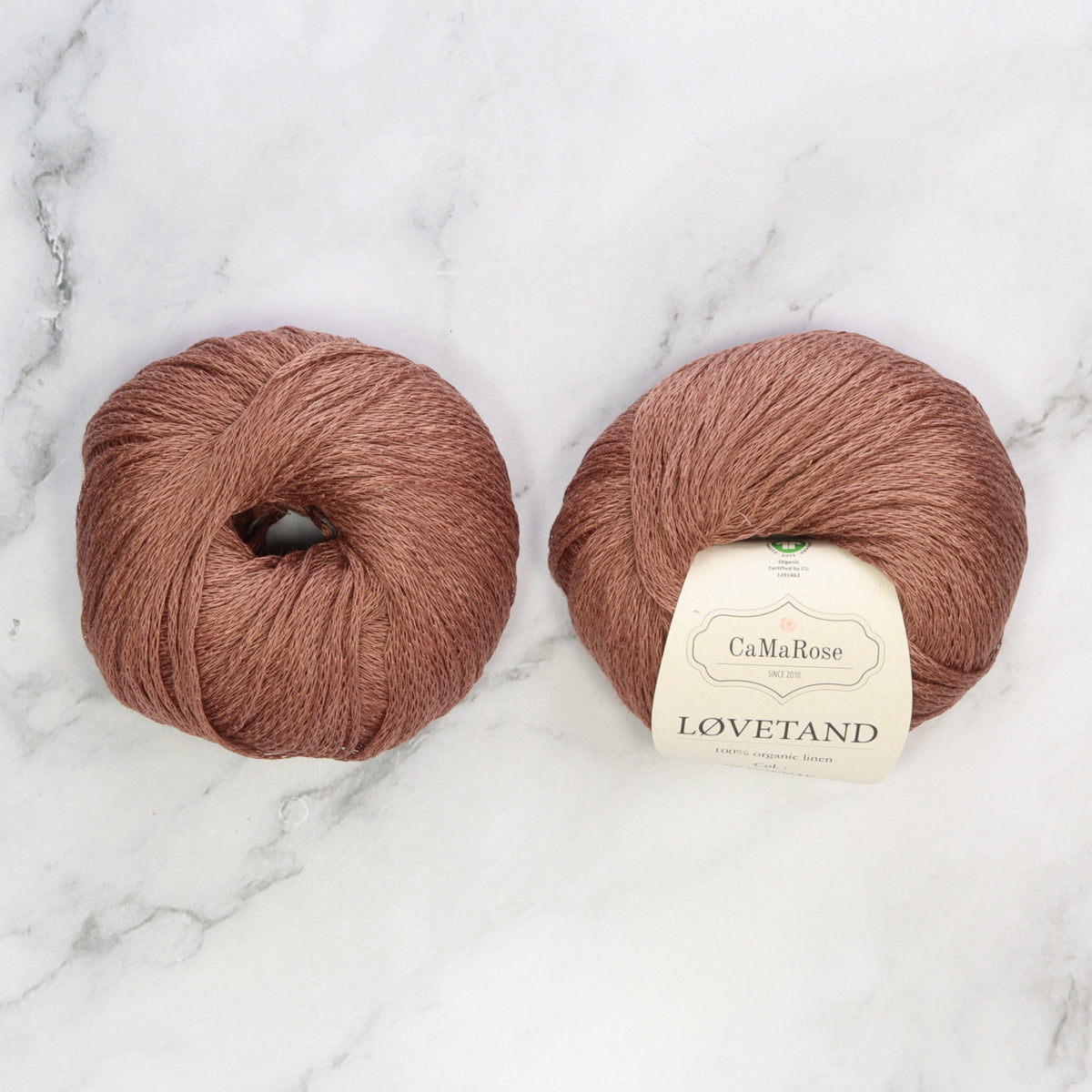 CaMaRose Lovetand in colourway Cognac – 8ply (DK) weight linen yarn