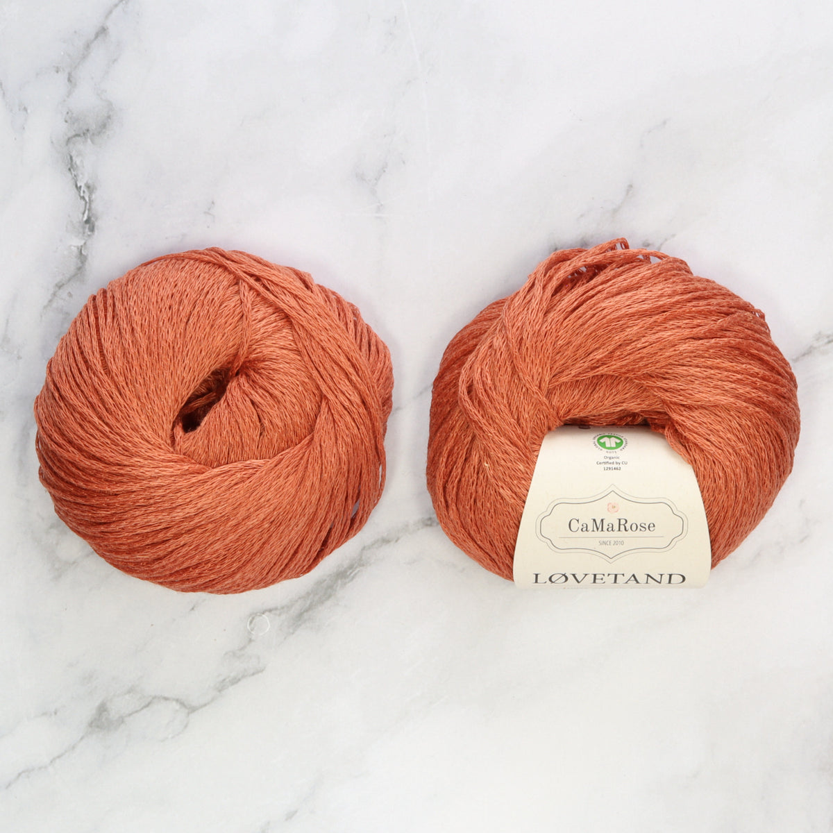 CaMaRose Lovetand in colourway Burnt Orange – 8ply (DK) weight linen yarn