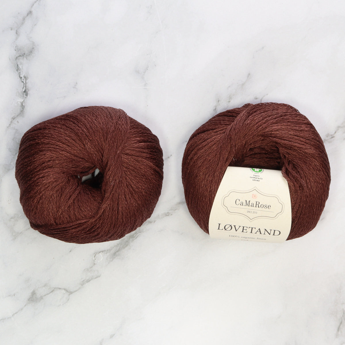 CaMaRose Lovetand in colourway Chestnut – 8ply (DK) weight linen yarn