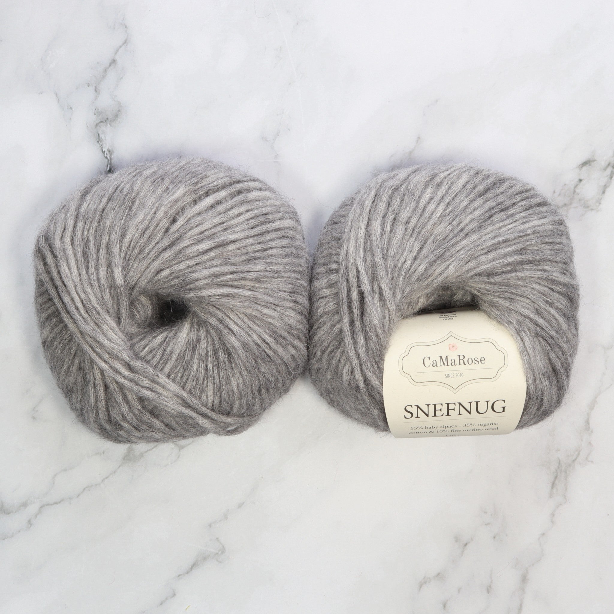 CaMaRose Snefnug in colourway Grey – 10ply weight alpaca, cotton, merino yarn