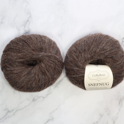 CaMaRose Snefnug in colourway Dark Brown – 10ply weight alpaca, cotton, merino yarn