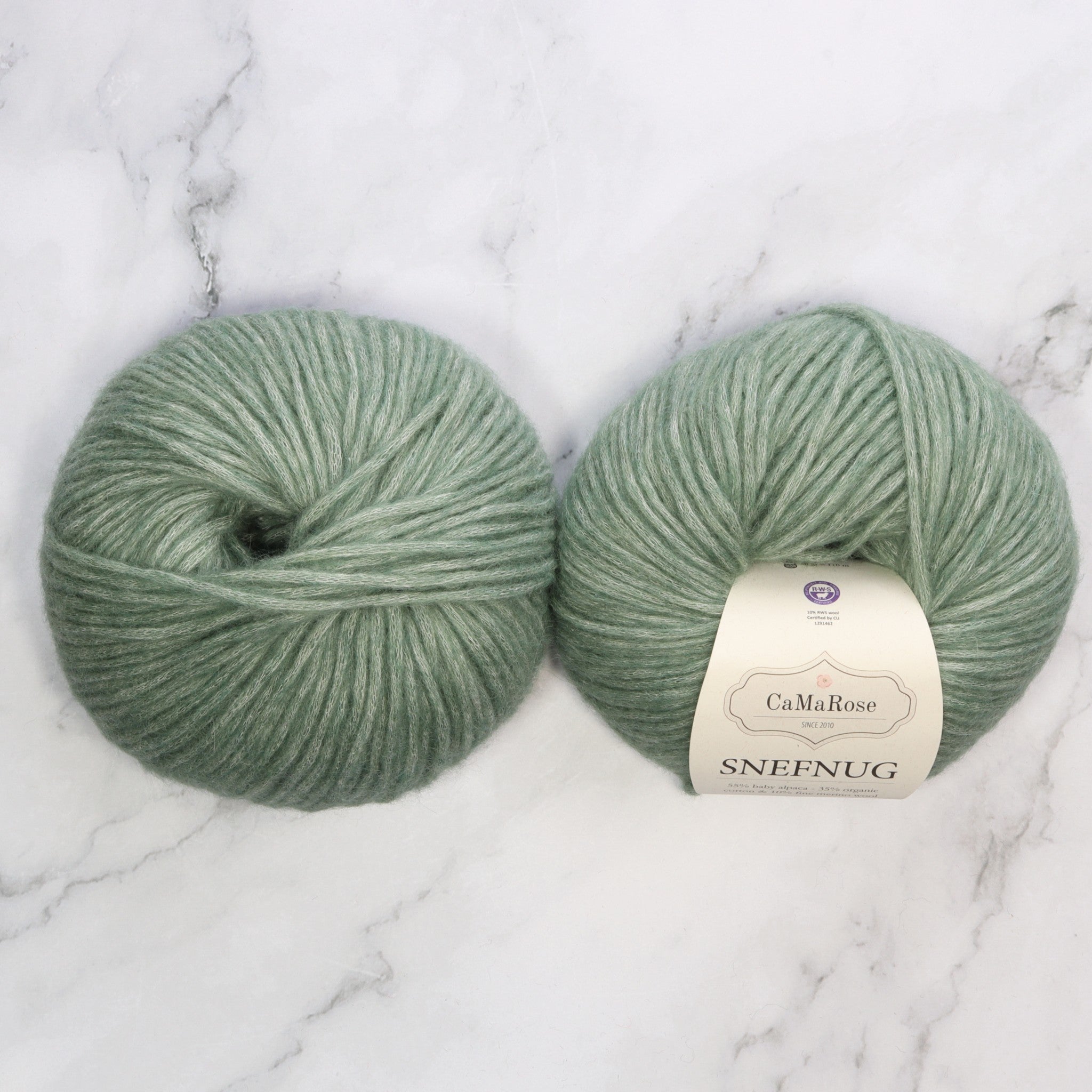 CaMaRose Snefnug in colourway Sea Green – 10ply weight alpaca, cotton, merino yarn