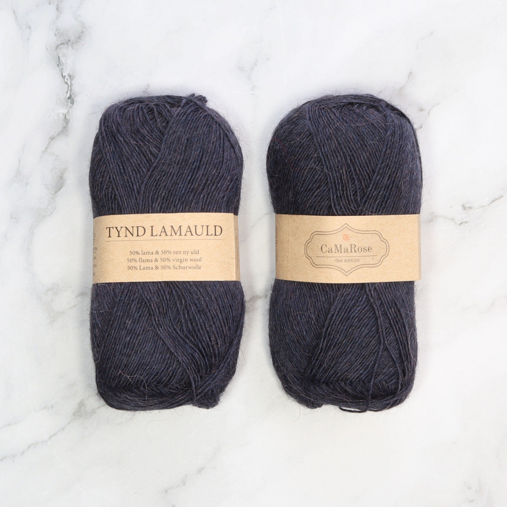 CaMaRose Tynd Lamauld in colourway Midnight Blue – 4ply weight llama, wool yarn