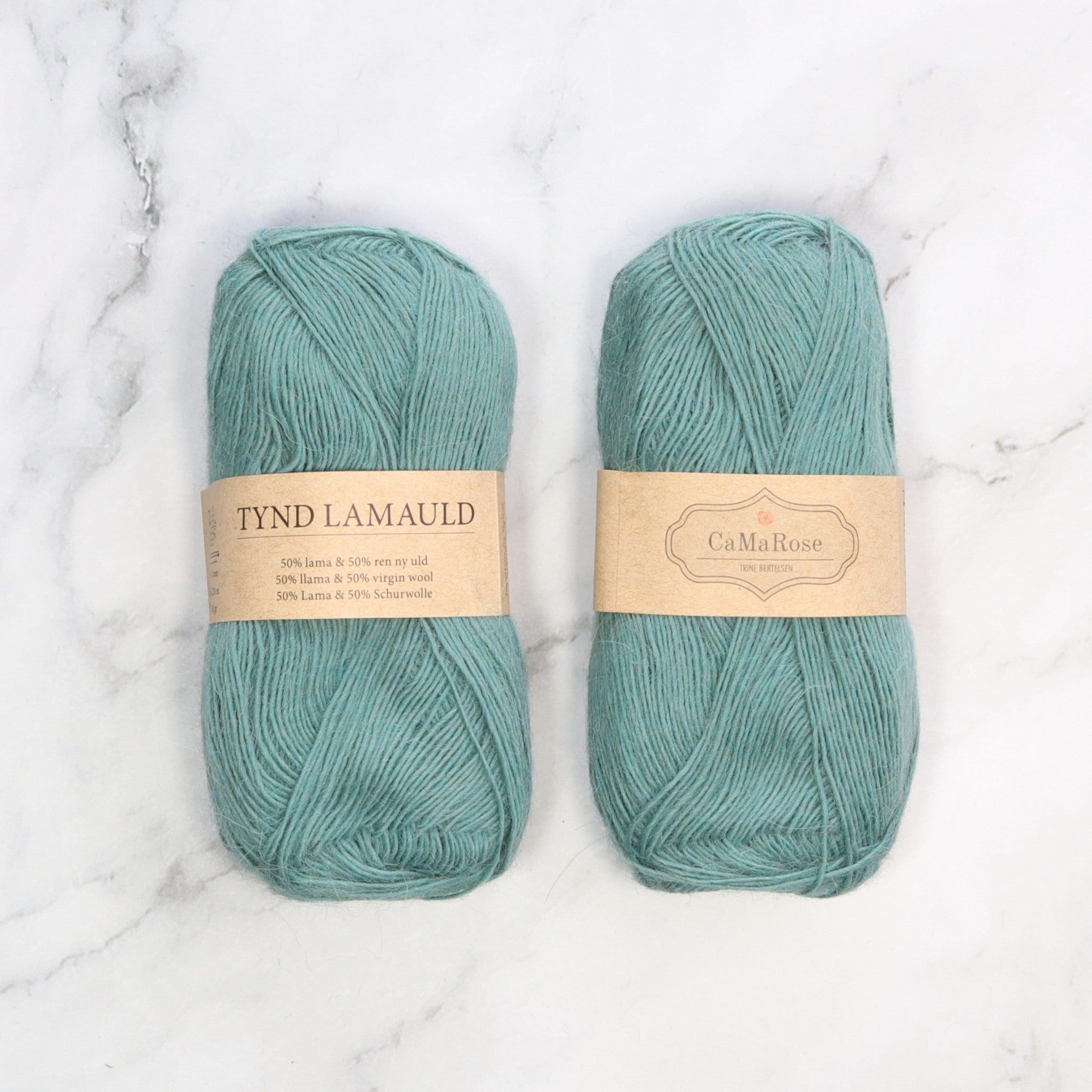 CaMaRose Tynd Lamauld in colourway Turquoise Green – 4ply weight llama, wool yarn
