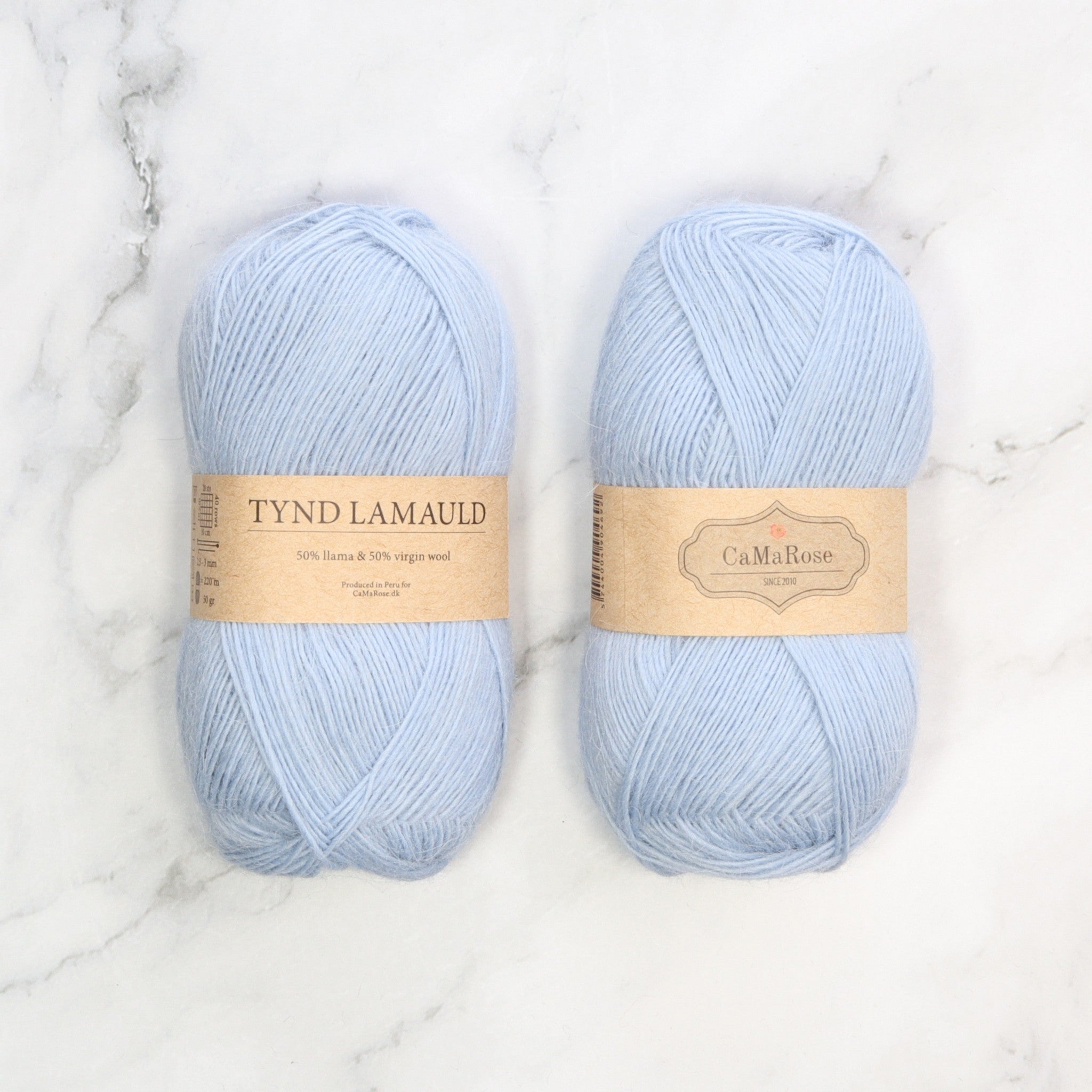 CaMaRose Tynd Lamauld in colourway Light Dove Blue – 4ply weight llama, wool yarn