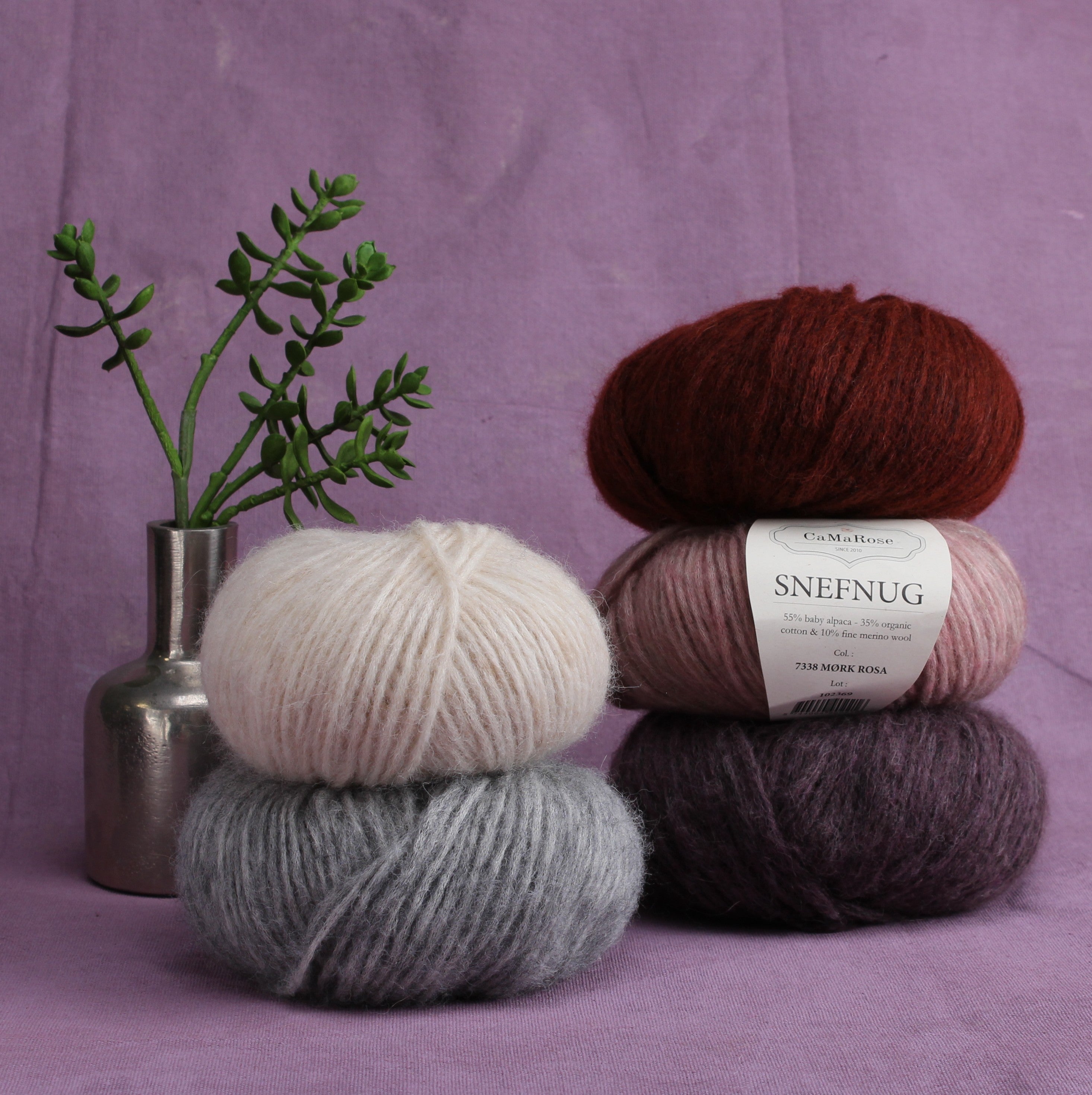 CaMaRose Snefnug – 10ply weight alpaca, cotton, merino yarn