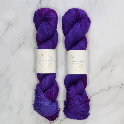 Daffodil Road Yarn Colour of Music Collection in colourway Day 3 Wonka – 4ply weight merino, nylon yarn