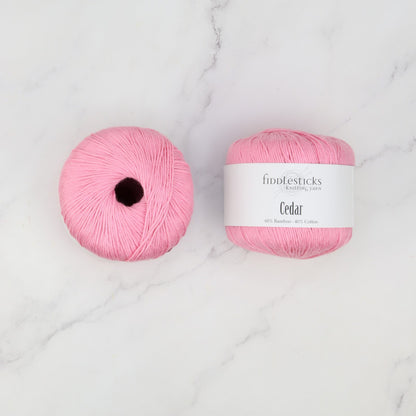 Fiddlesticks Cedar in colourway 124-07 Pink – 8ply weight bamboo, cotton yarn