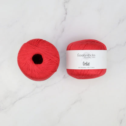 Fiddlesticks Cedar in colourway 124-10 Red – 8ply weight bamboo, cotton yarn