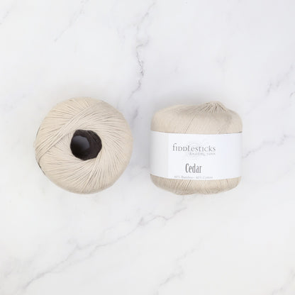 Fiddlesticks Cedar in colourway 124-20 Limestone – 8ply weight bamboo, cotton yarn