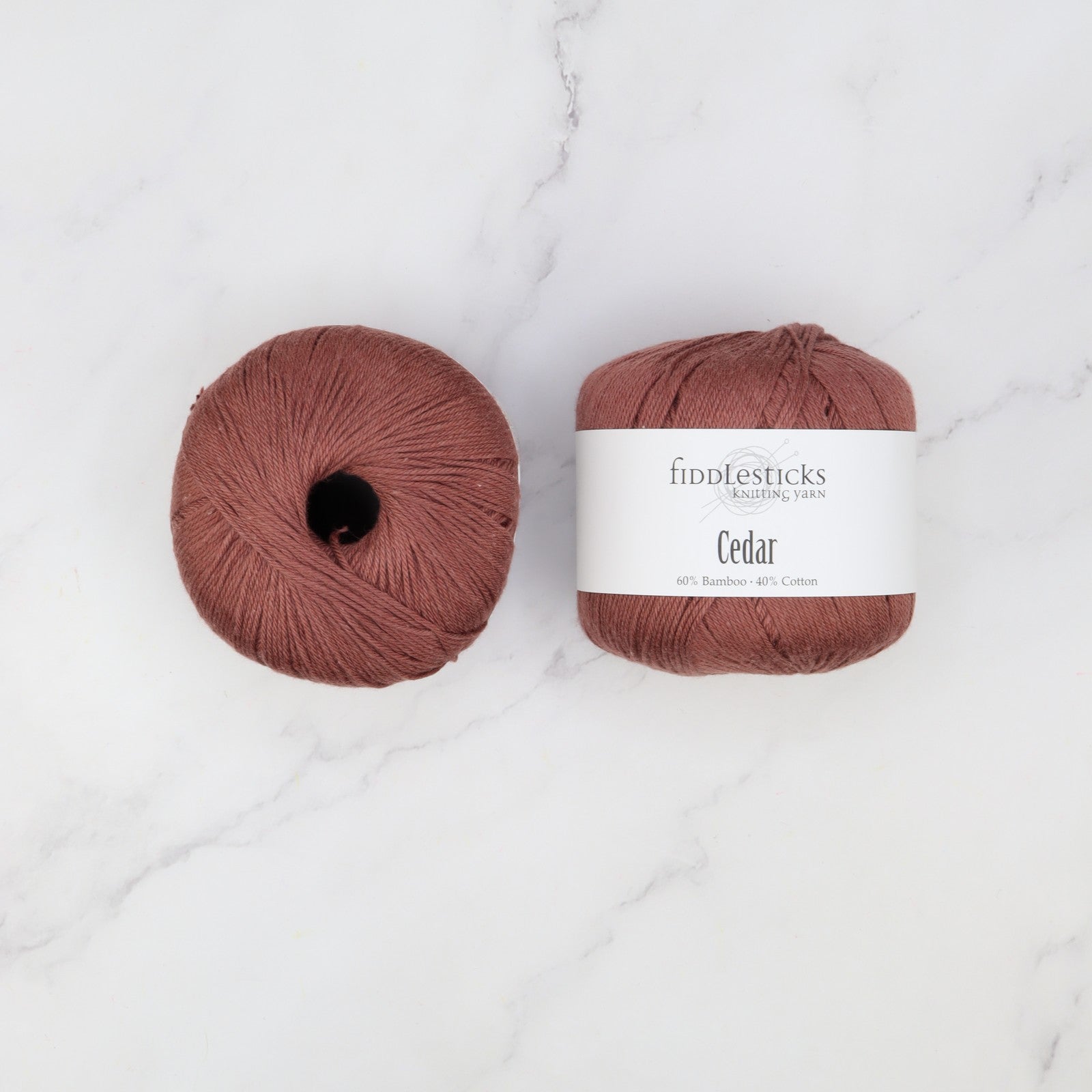 Fiddlesticks Cedar in colourway 124-38 Rust – 8ply weight bamboo, cotton yarn