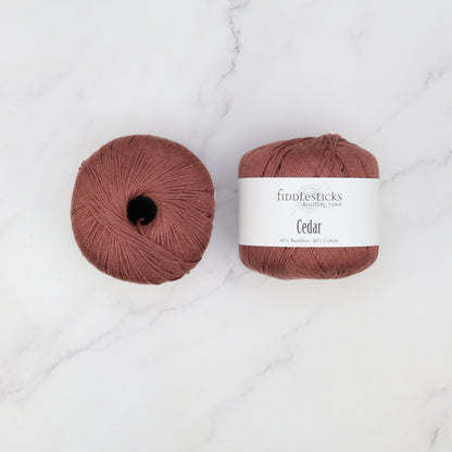 Fiddlesticks Cedar in colourway 124-38 Rust – 8ply weight bamboo, cotton yarn