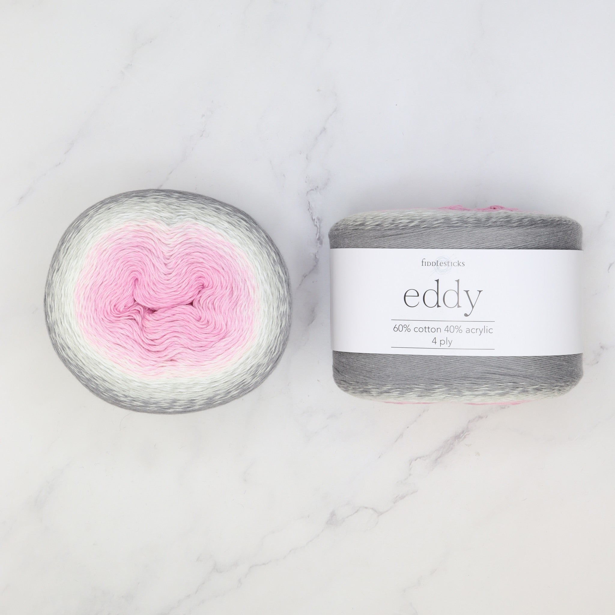 Fiddlesticks Eddy in colourway Pinky – 4ply weight cotton, acrylic yarn