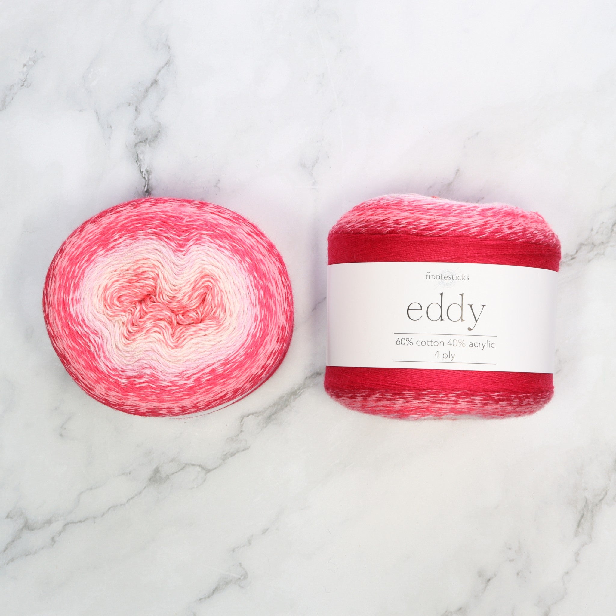Fiddlesticks Eddy in colourway Poppy – 4ply weight cotton, acrylic yarn