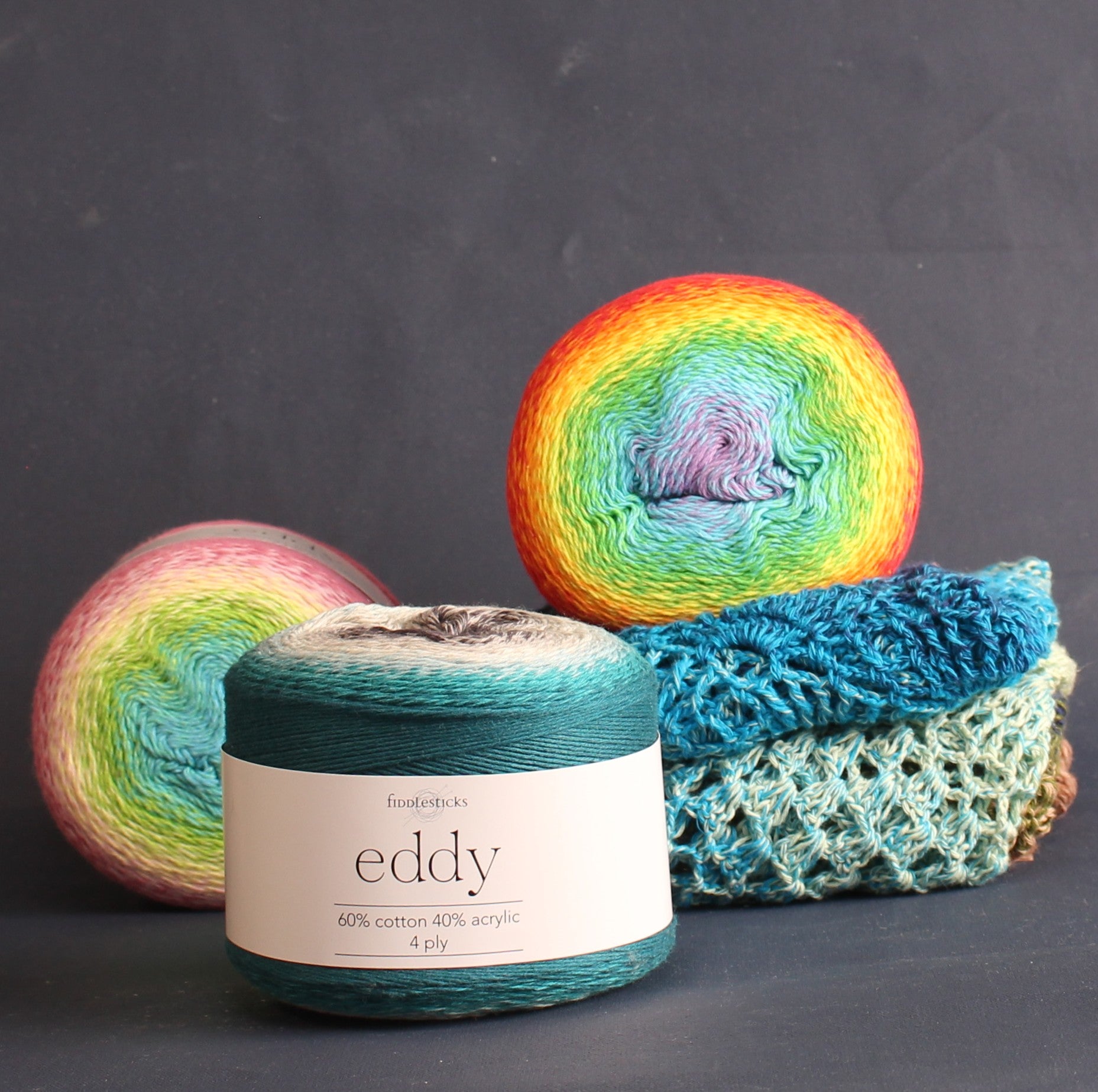 Fiddlesticks Eddy – 4ply weight cotton, acrylic yarn