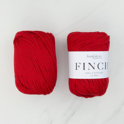 Fiddlesticks Finch in colourway Red – 10ply weight cotton yarn