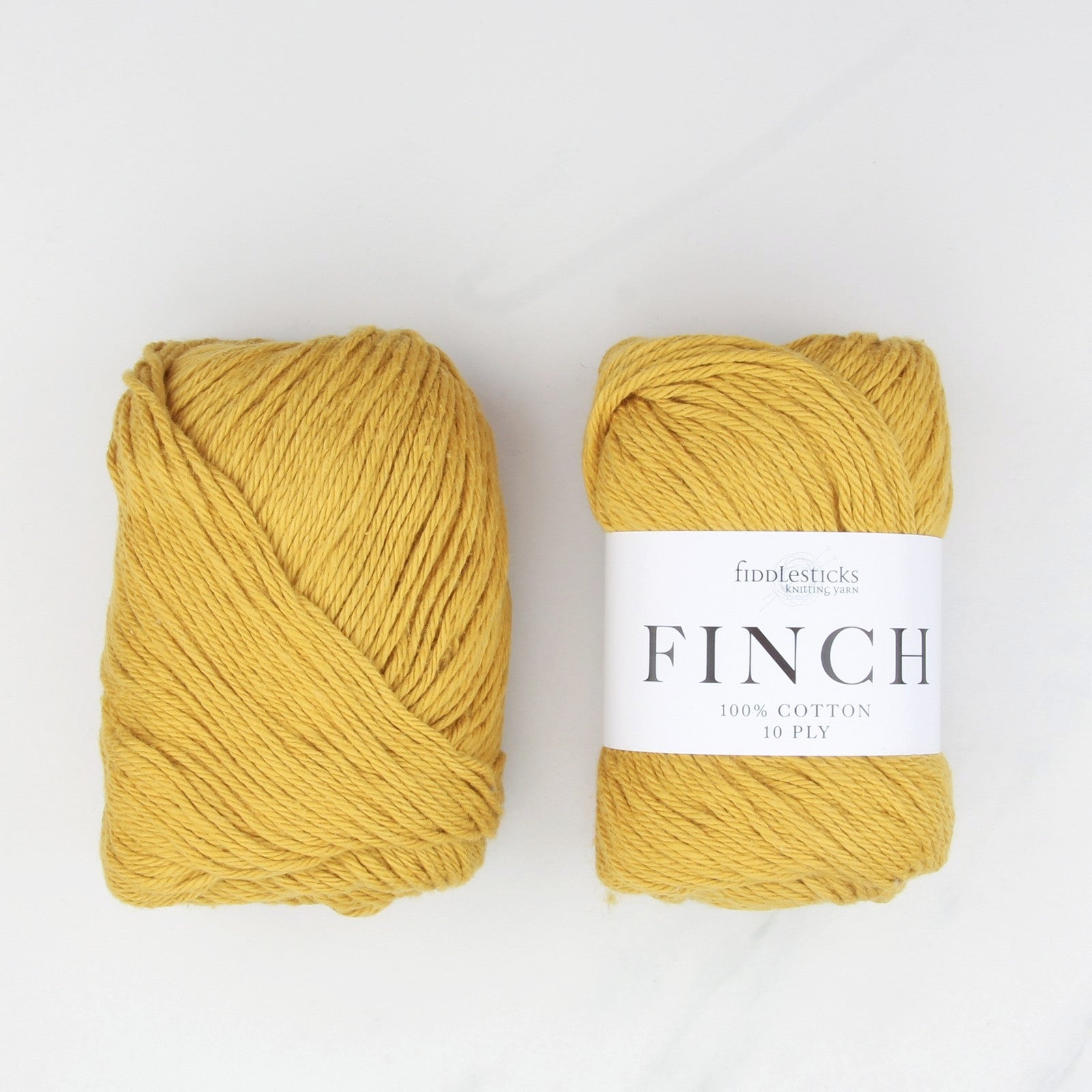 Fiddlesticks Finch in colourway Mustard – 10ply weight cotton yarn