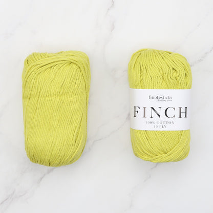 Fiddlesticks Finch in colourway Chartreuse – 10ply weight cotton yarn