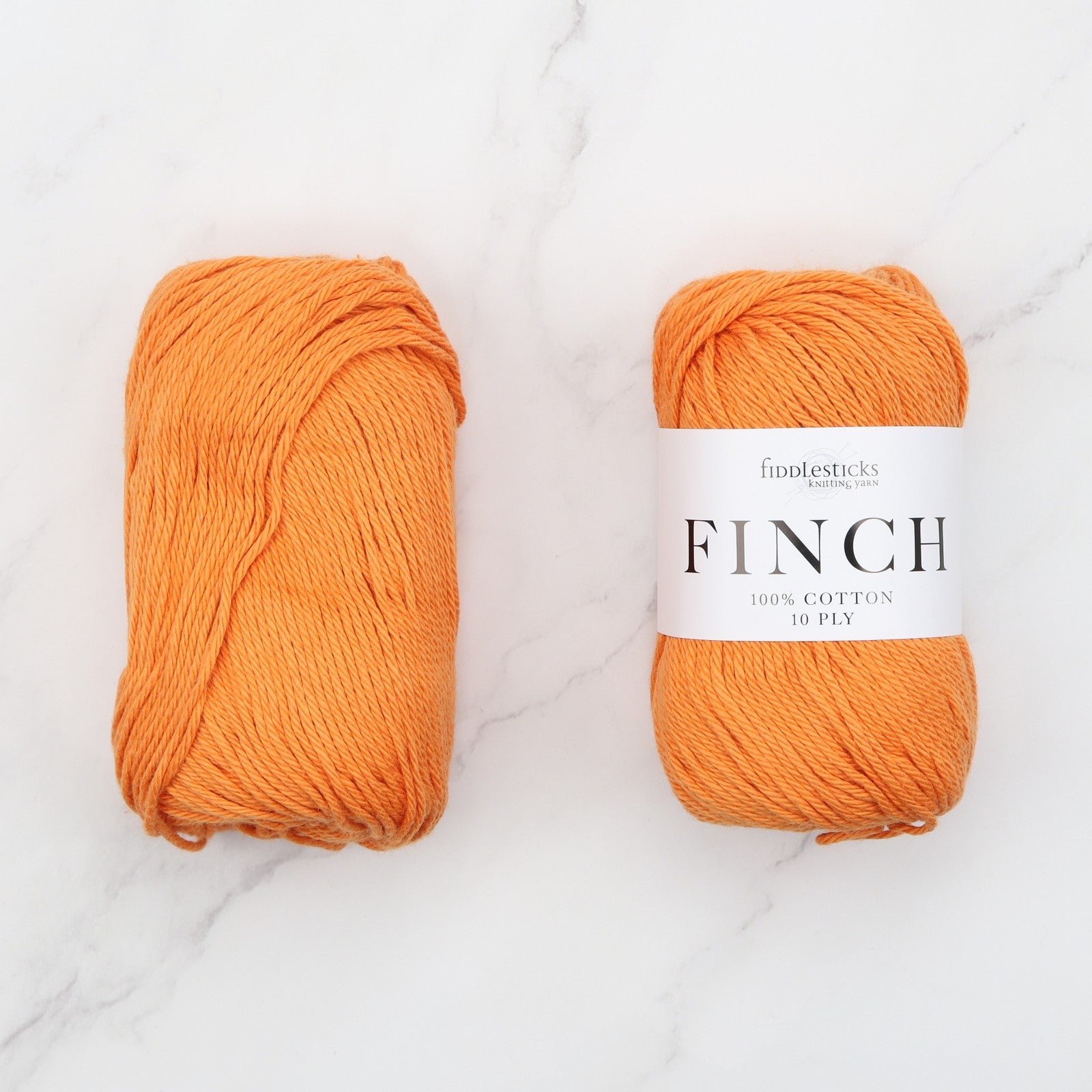 Fiddlesticks Finch in colourway Mandarin – 10ply weight cotton yarn