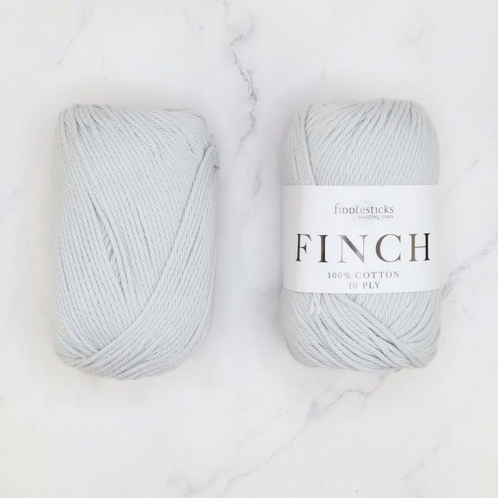 Fiddlesticks Finch in colourway Pale Grey – 10ply weight cotton yarn