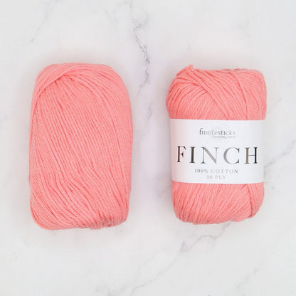 Fiddlesticks Finch in colourway Coral – 10ply weight cotton yarn