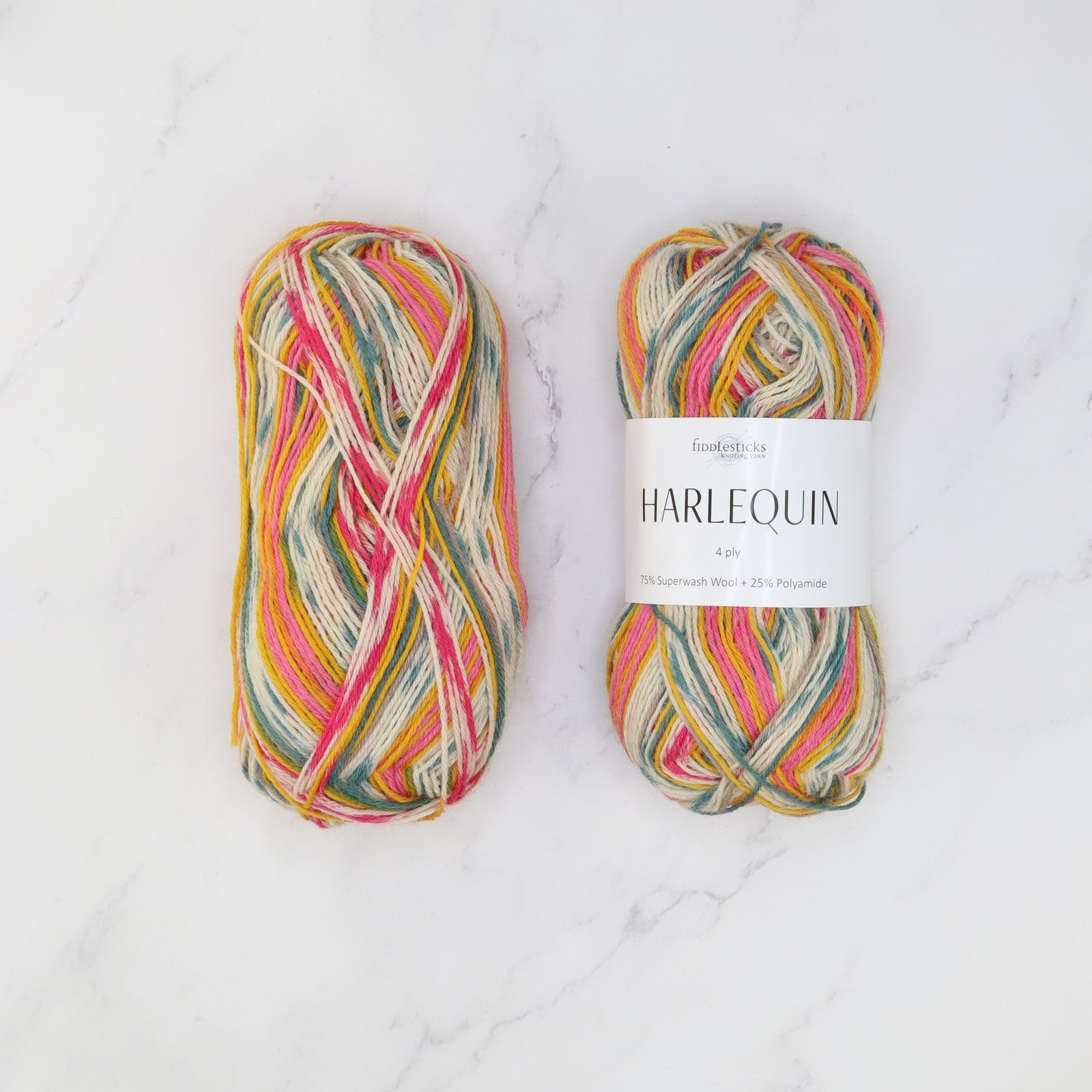 Fiddlesticks Harlequin in colourway 32-04 Orange – 4ply weight wool, nylon yarn