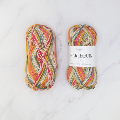 Fiddlesticks Harlequin in colourway 32-04 Orange – 4ply weight wool, nylon yarn