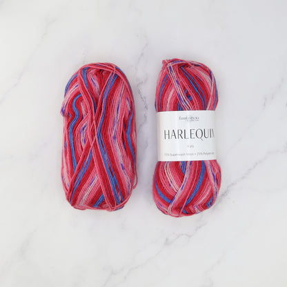 Fiddlesticks Harlequin in colourway 32-07 Claret – 4ply weight wool, nylon yarn