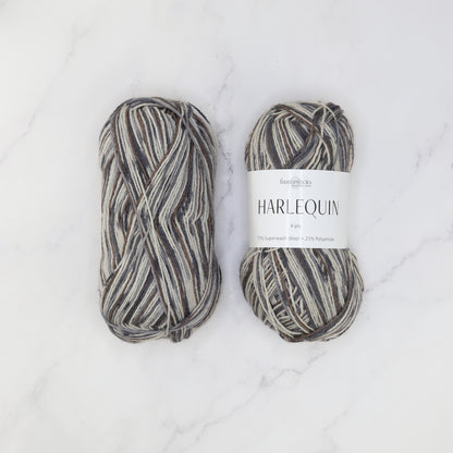 Fiddlesticks Harlequin in colourway 32-08 Black – 4ply weight wool, nylon yarn
