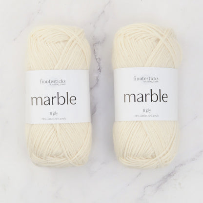 Fiddlesticks Marble in colourway Ivory – 8ply weight cotton, acrylic yarn