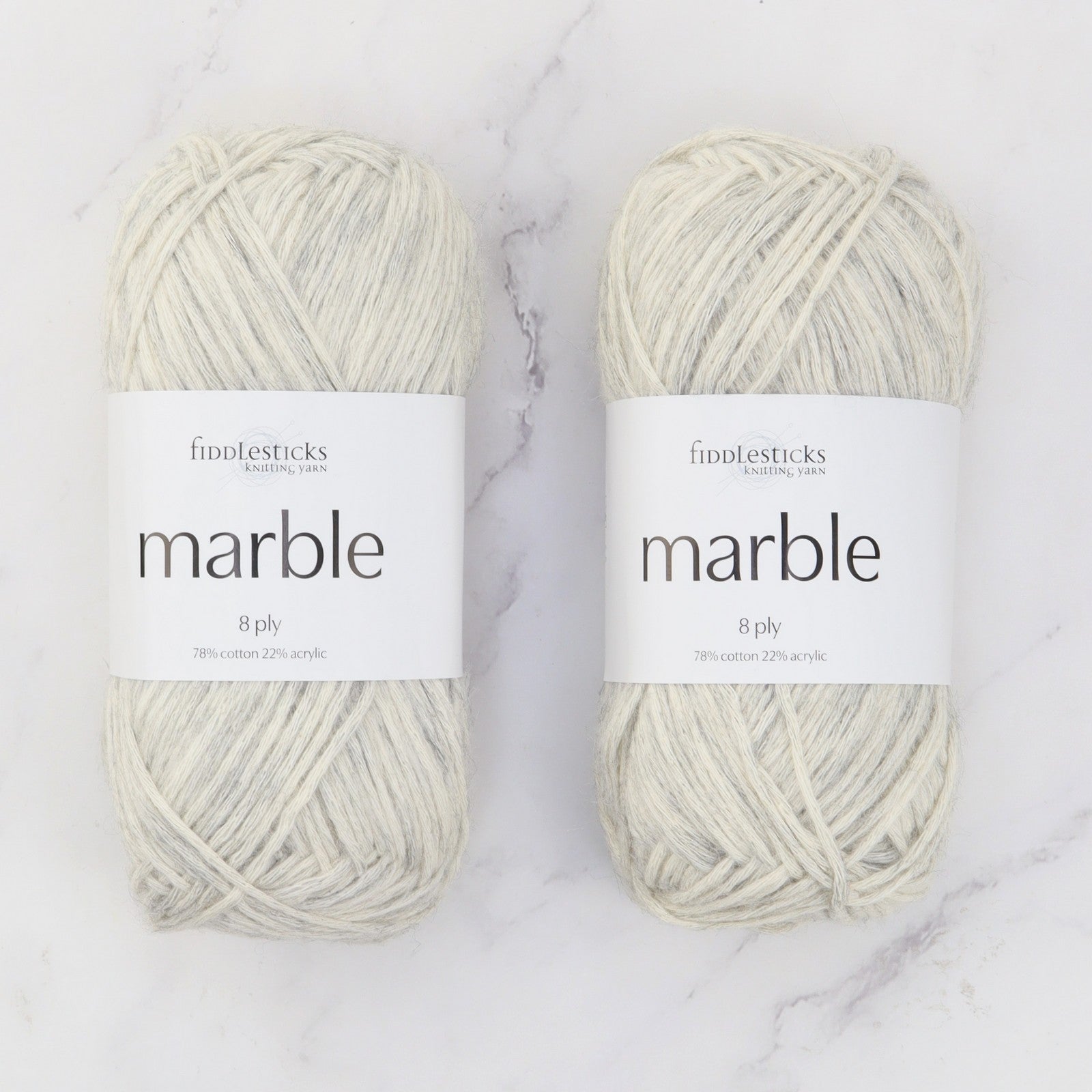 Fiddlesticks Marble in colourway Silver – 8ply weight cotton, acrylic yarn