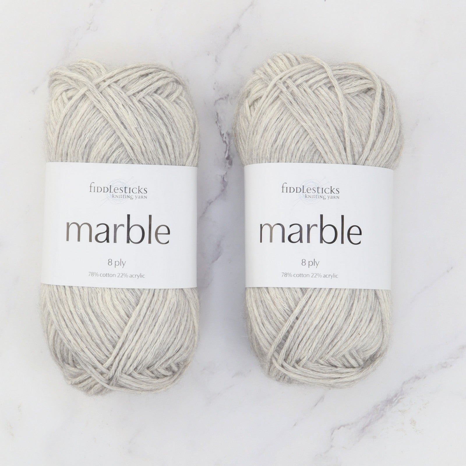 Fiddlesticks Marble in colourway Tin – 8ply weight cotton, acrylic yarn