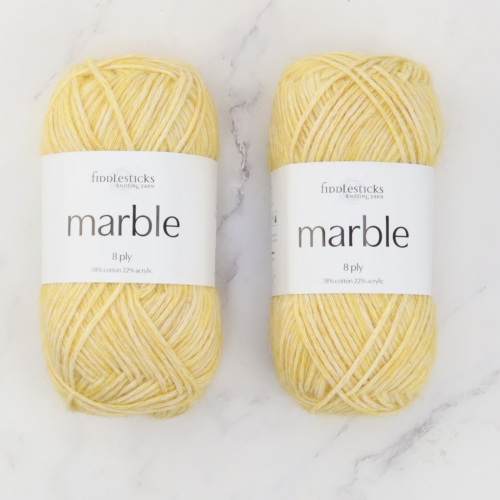 Fiddlesticks Marble in colourway Mustard – 8ply weight cotton, acrylic yarn