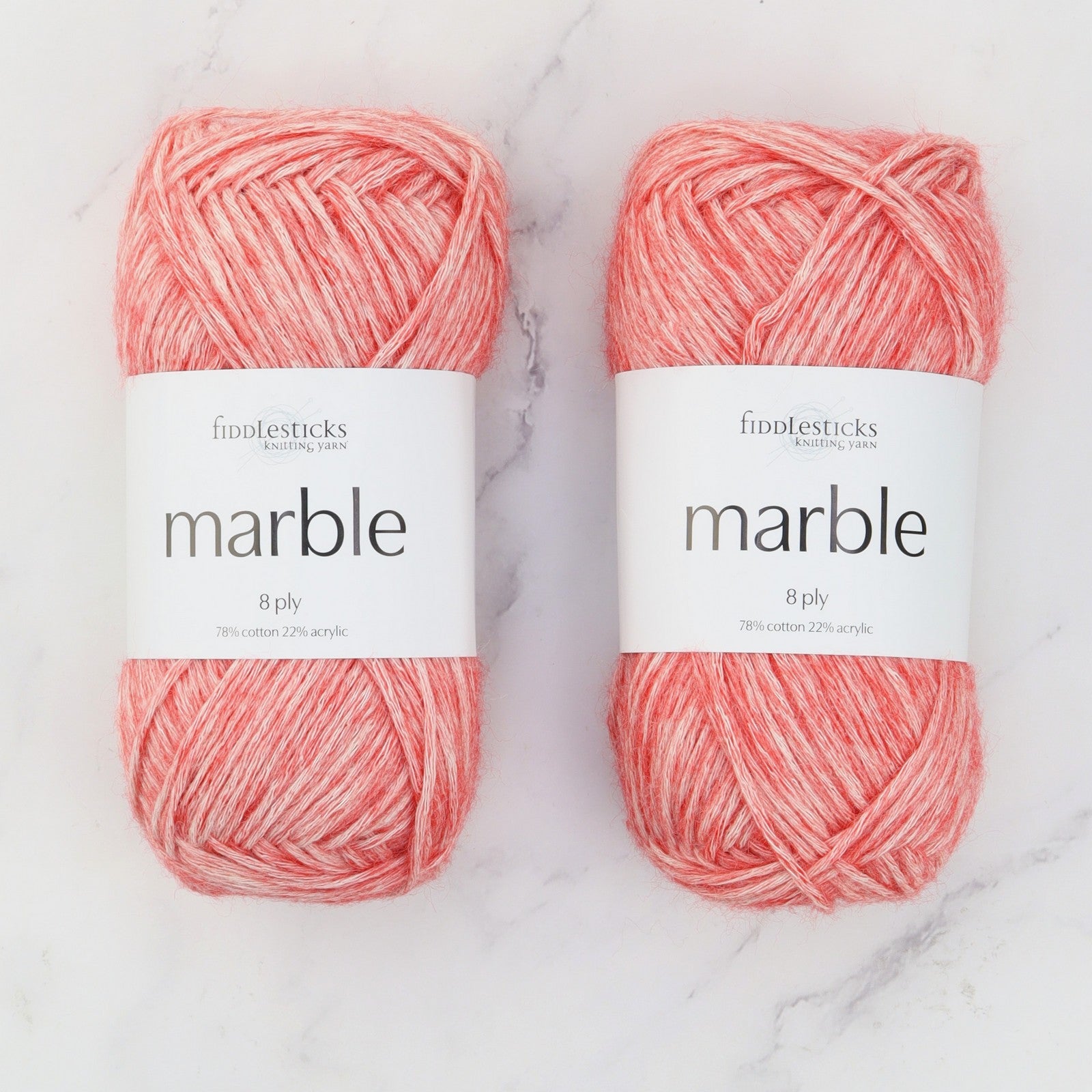 Fiddlesticks Marble in colourway Watermelon – 8ply weight cotton, acrylic yarn