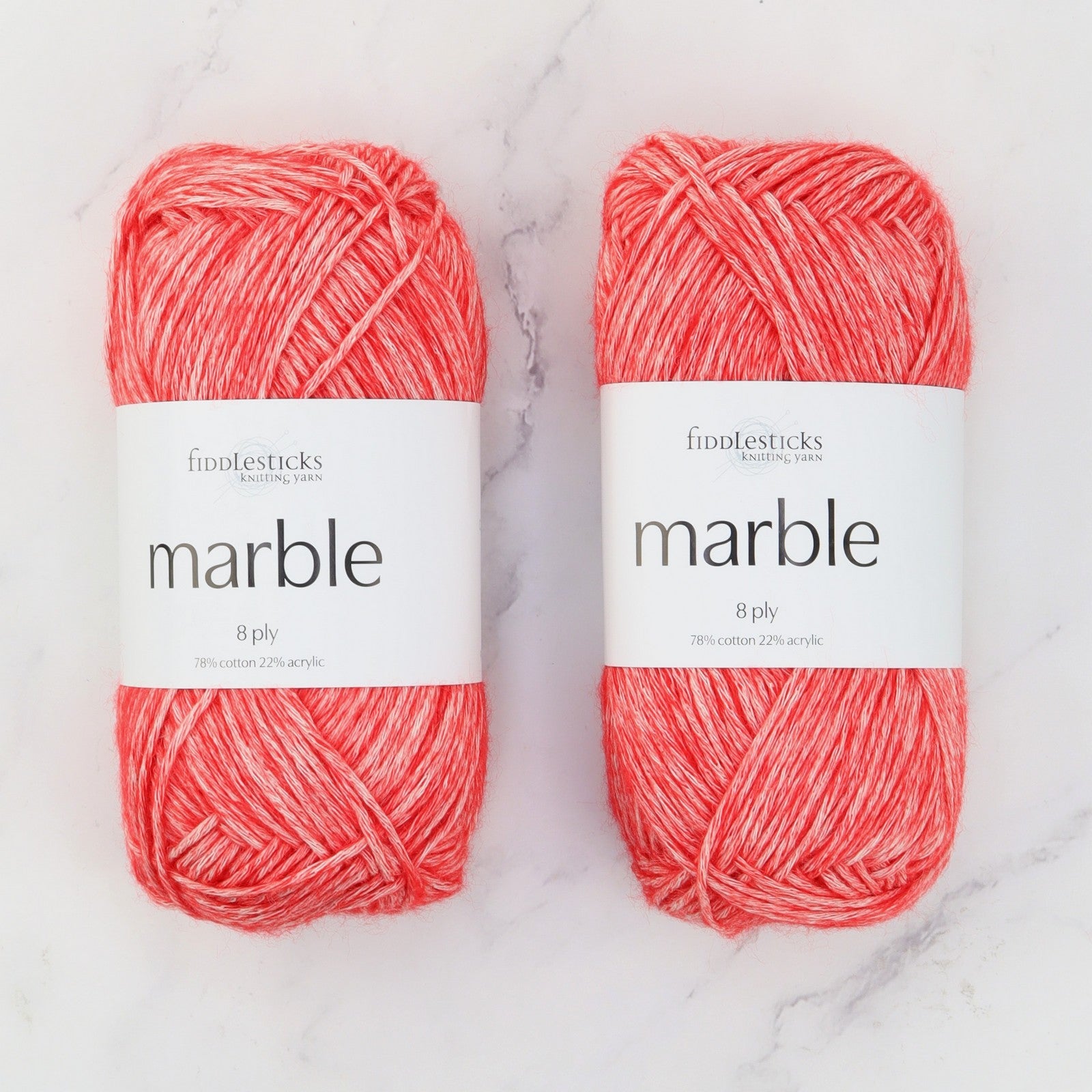 Fiddlesticks Marble in colourway Red – 8ply weight cotton, acrylic yarn