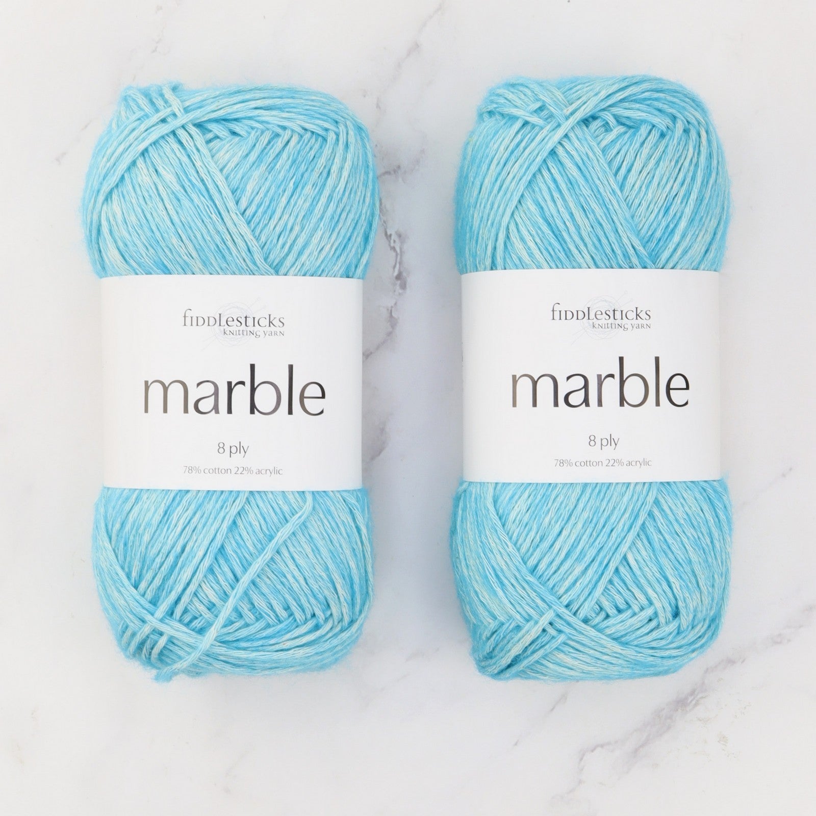 Fiddlesticks Marble in colourway Turquoise – 8ply weight cotton, acrylic yarn