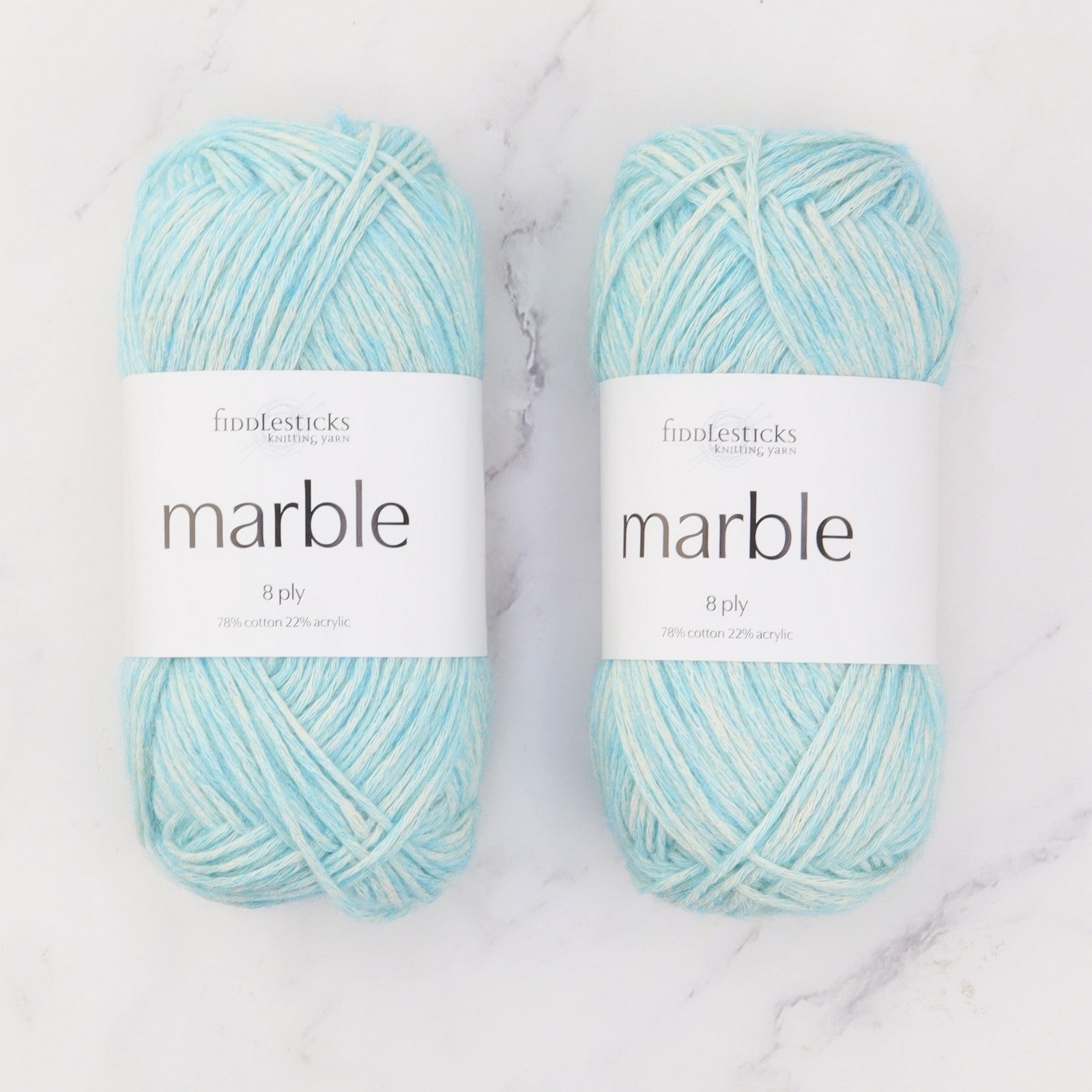 Fiddlesticks Marble in colourway Ocean – 8ply weight cotton, acrylic yarn